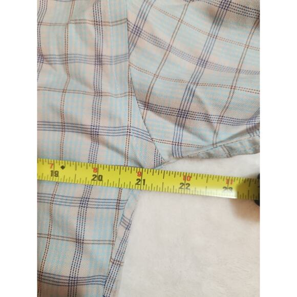 Overton Shirt Mens Large Blue Plaid Long Sleeve 100% Cotton Preppy Wrinkle Free - Picture 6 of 11